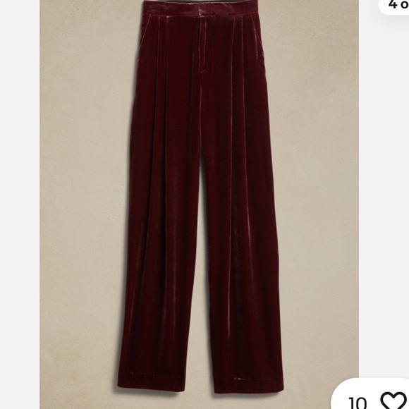 Banana Republic Pants - Banana Republic Norte Velvet Pleated Pant 8 | Red Madder